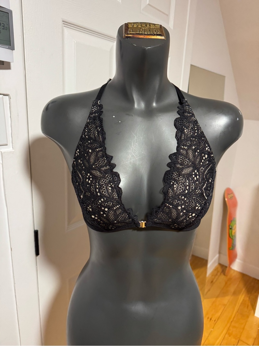 Black Lace Halter Bralette - Women Intimates